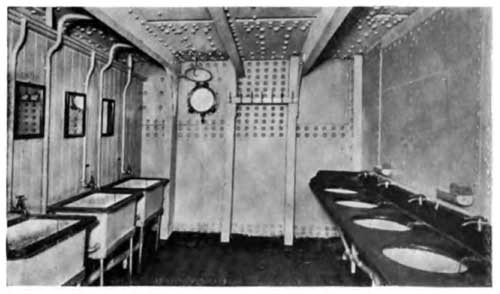 Washroom on the S.S. lapland Red Star line (image courtesy of Sanitation and Safety of Passenger Vessels (1911)