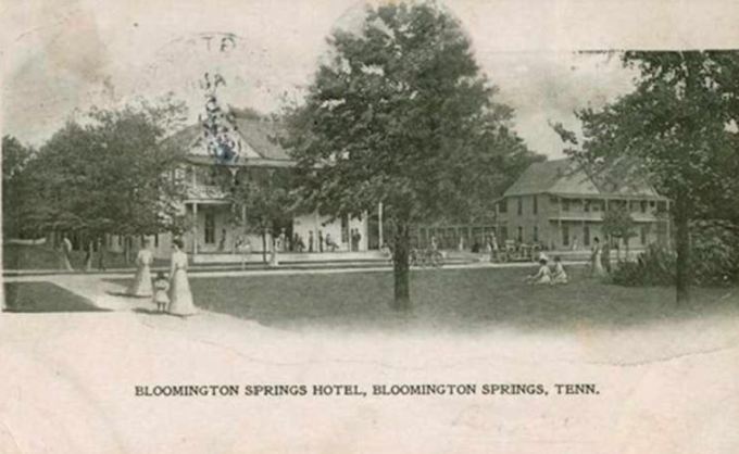 This is a photo of an old postcard (complete with stamp bleeding through from the back) of the Bloomington Springs Hotel in Bloomington Springs, Tennessee. This is the hotel that C.C. Stone and his wife Belle Draper Stone owned and operated until they sold it and moved the rest of the family to the New Mexico Territory after C.C. completed his time as a U.S. Ranger with the U.S. Internal Revenue Service. Photo courtesy of Judy Duke, Museums Administrator, Cookeville History Museum and Cookeville Depot Museum in Cookeville, Putnam County, Tennessee.